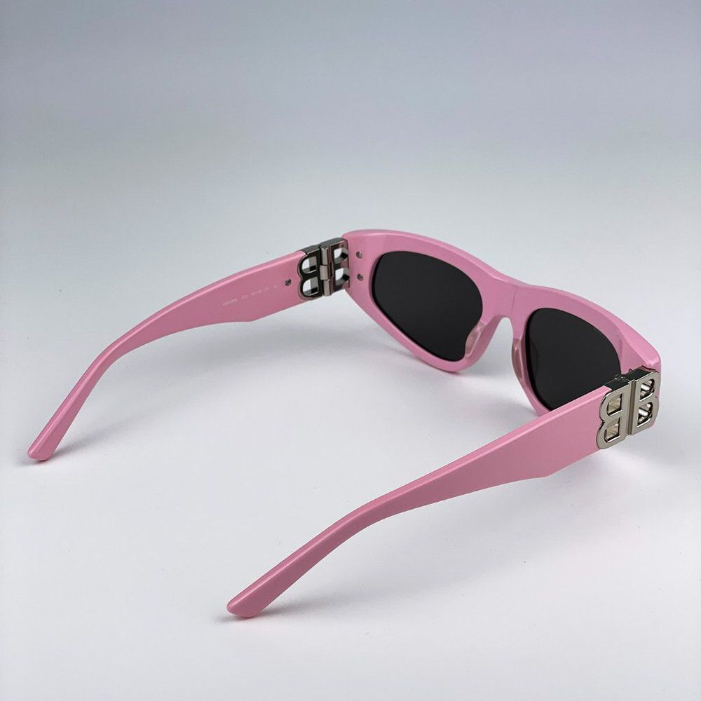 Balenciaga BB0095S 013 Sunglasses Light Pink Silver Grey Cat Eye Unisex - Picture 7 of 11